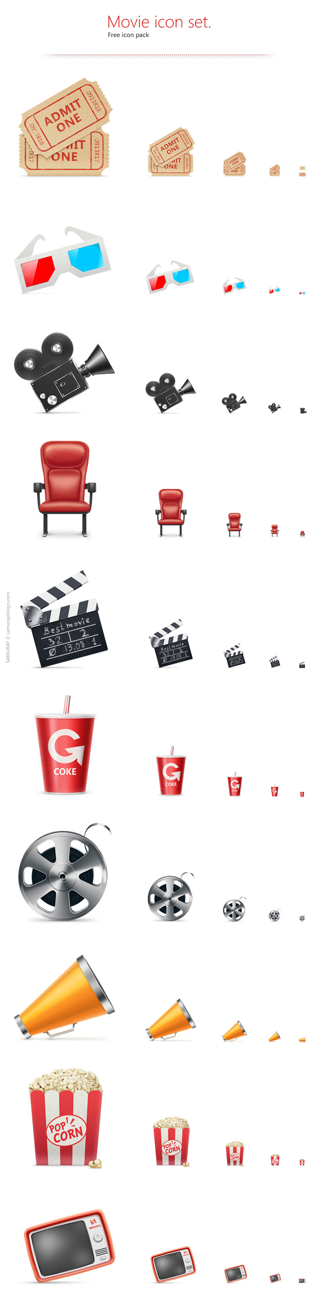 Free Movie Icon Set - PSD Source, PNG, JPG