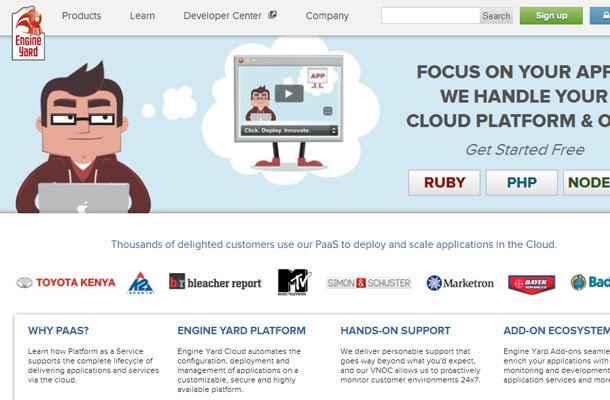 ruby rails service as a platform homepage startup
