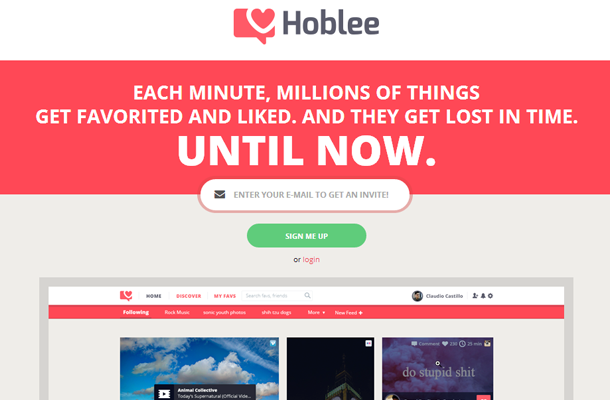 hoblee website homepage startup layout