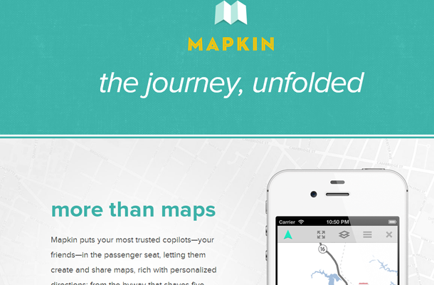 mapkin website interface flat startup homepage