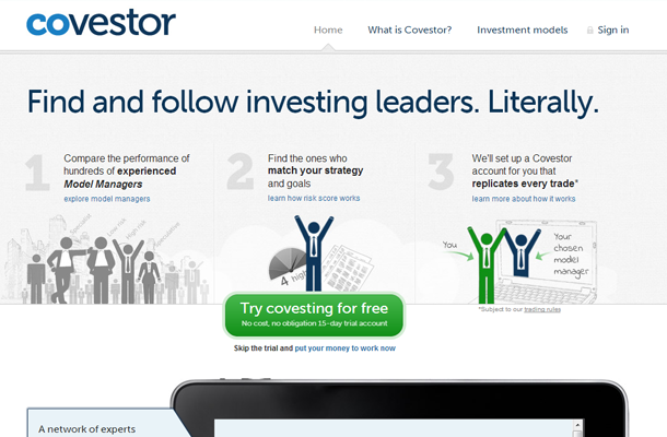 personal investor network startup homepage layout