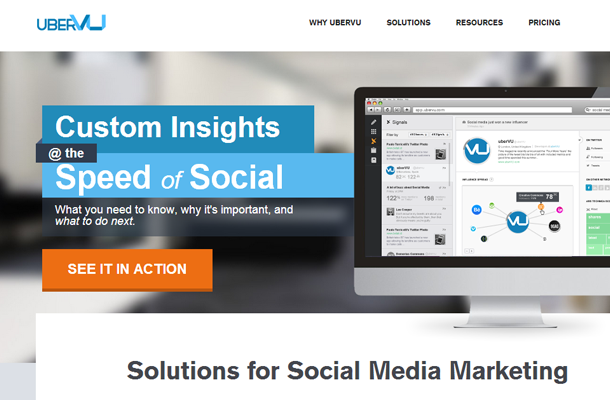 2012 2013 social media marketing startup ubervu homepage layout