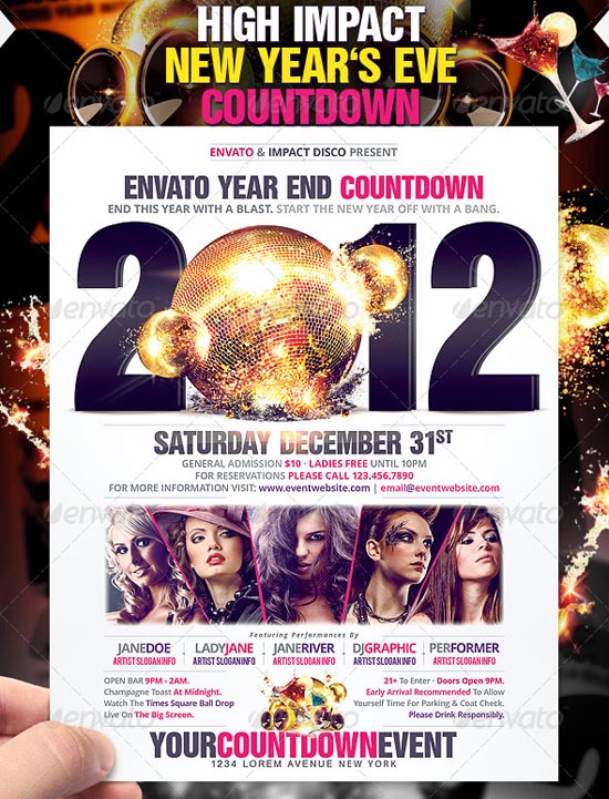 High Impact New Year's Eve countdown Flyer/Poster Template