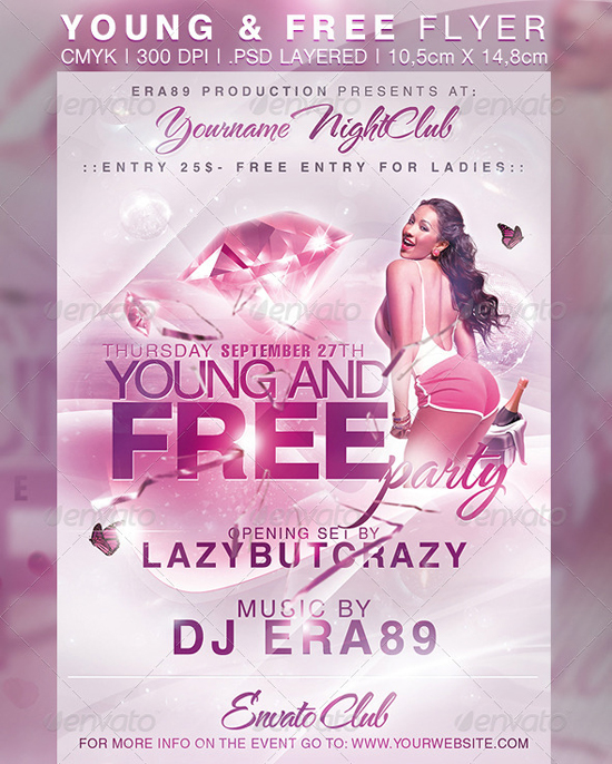 Young Free Sexy Nightclub Party Flyer Template