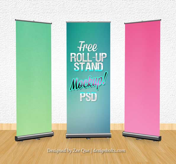roll-up banner stand PSD 3D mockup template