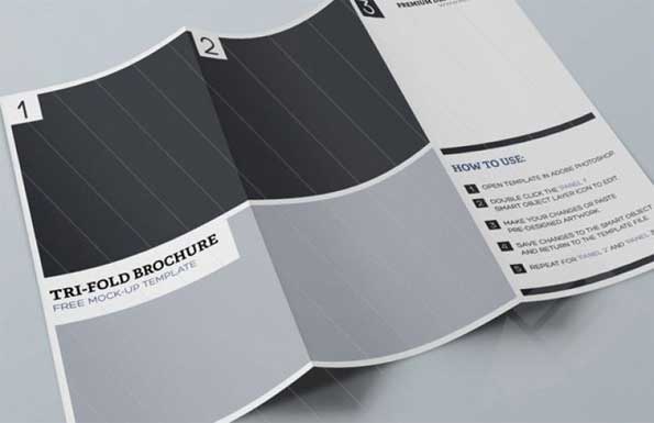 tri-fold brochure PSD mockup template